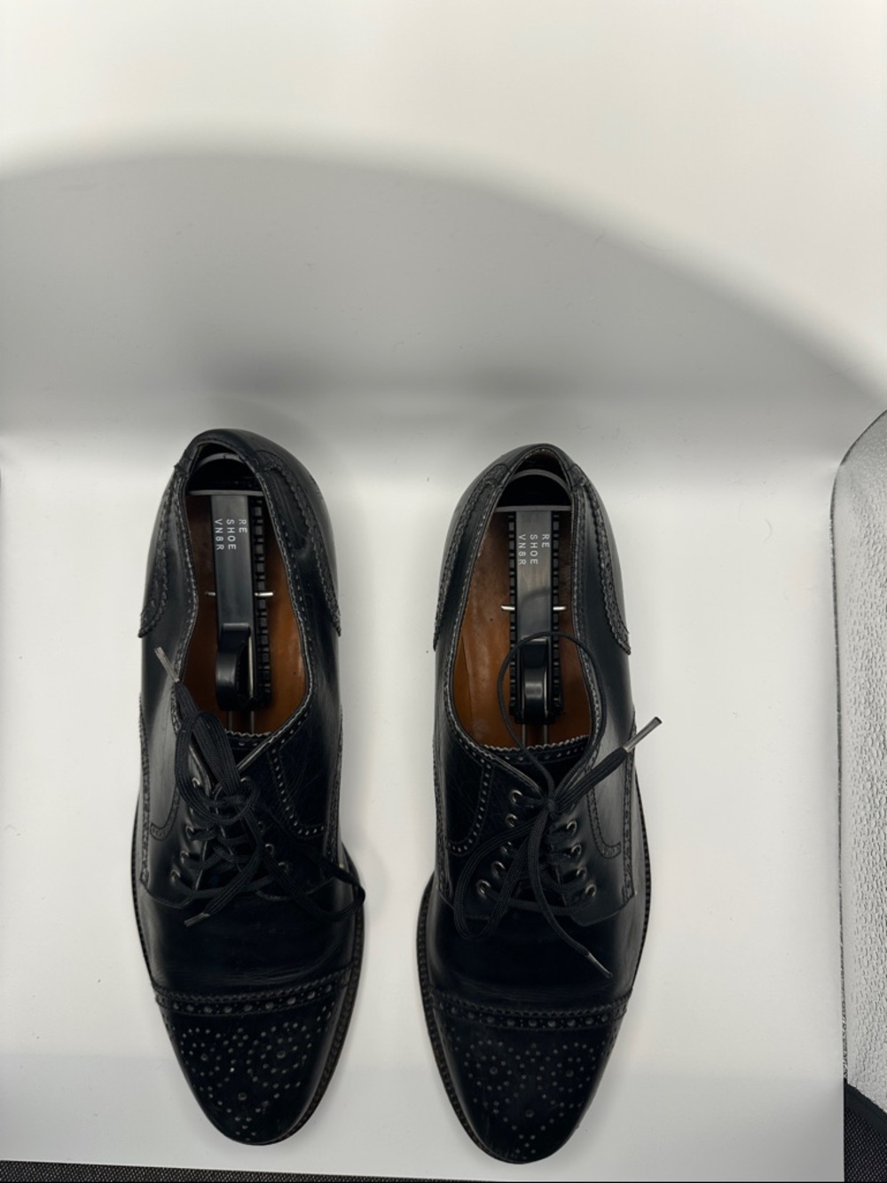 Salvatore Ferragamo Black Leather Wingtip Oxfords